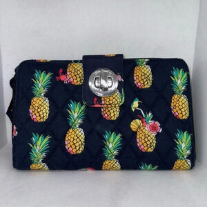 Vera Bradley RFID Turnlock Wallet Toucan Party Pineapple Cotton